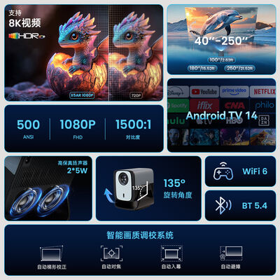 Shusen X5AR Full HD Portable Home Theater, Gaming, Video, Office, and Smart Google TV Projector